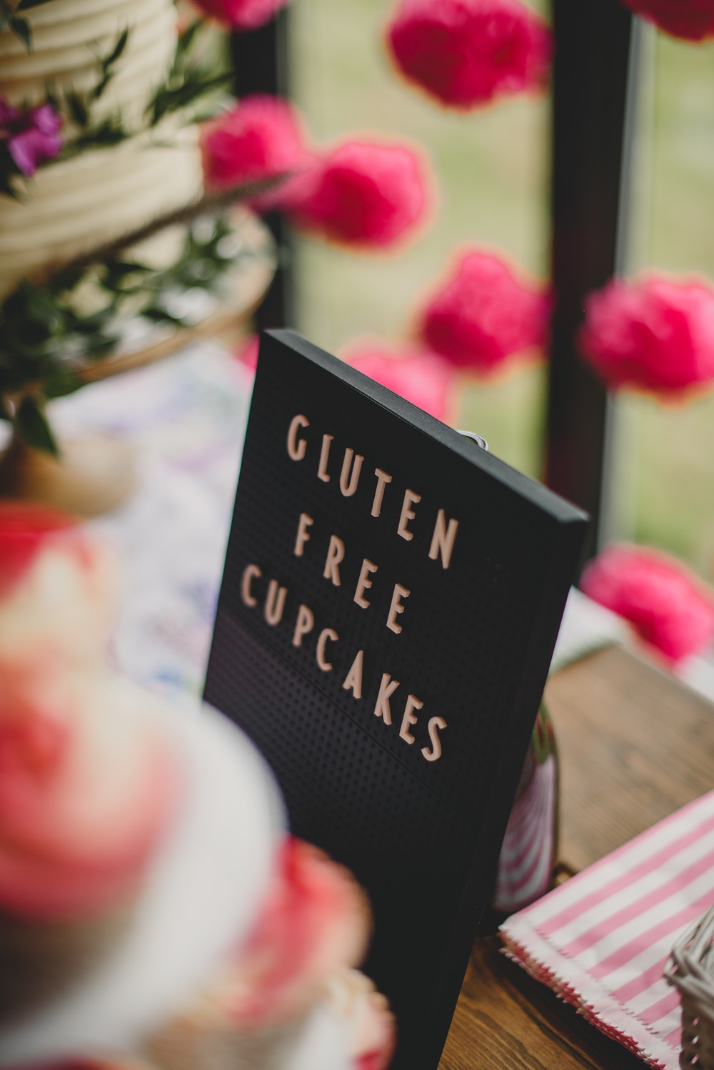 Gluten Free Cupcakes Sign Cinema Board Rustic Barn Wedding Georgia Rachael Photography