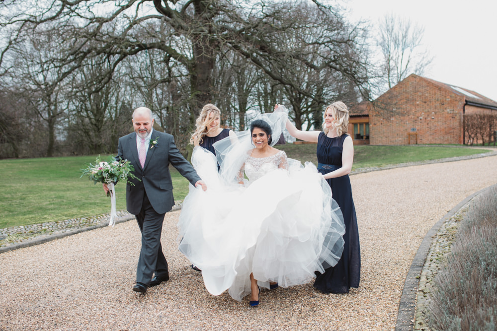 Lace Long Sleeve Dress Embellished A Line Veil Hair Piece Jewelled Diamante Navy Bridesmaids Full Length Southwood Hall Wedding Emily Tyler Photography