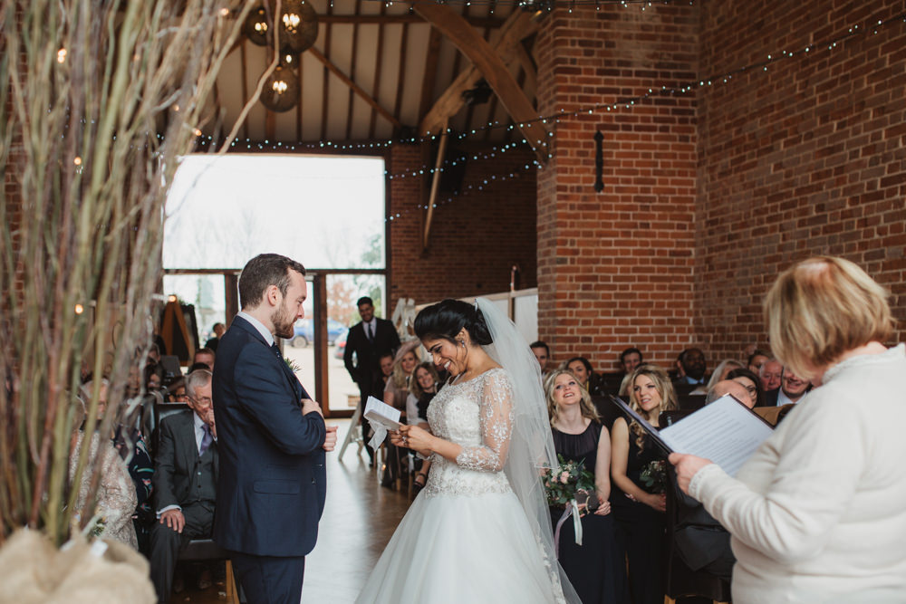 Lace Long Sleeve Dress Embellished A Line Veil Hair Piece Jewelled Diamante Navy Three Piece Suit Waistcoat Groom Southwood Hall Wedding Emily Tyler Photography
