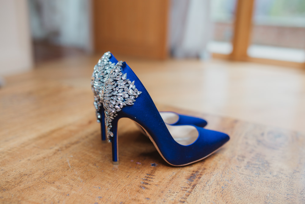 Bride Bridal Blue Jewelled Shoes Stilettos Southwood Hall Wedding Emily Tyler Photography