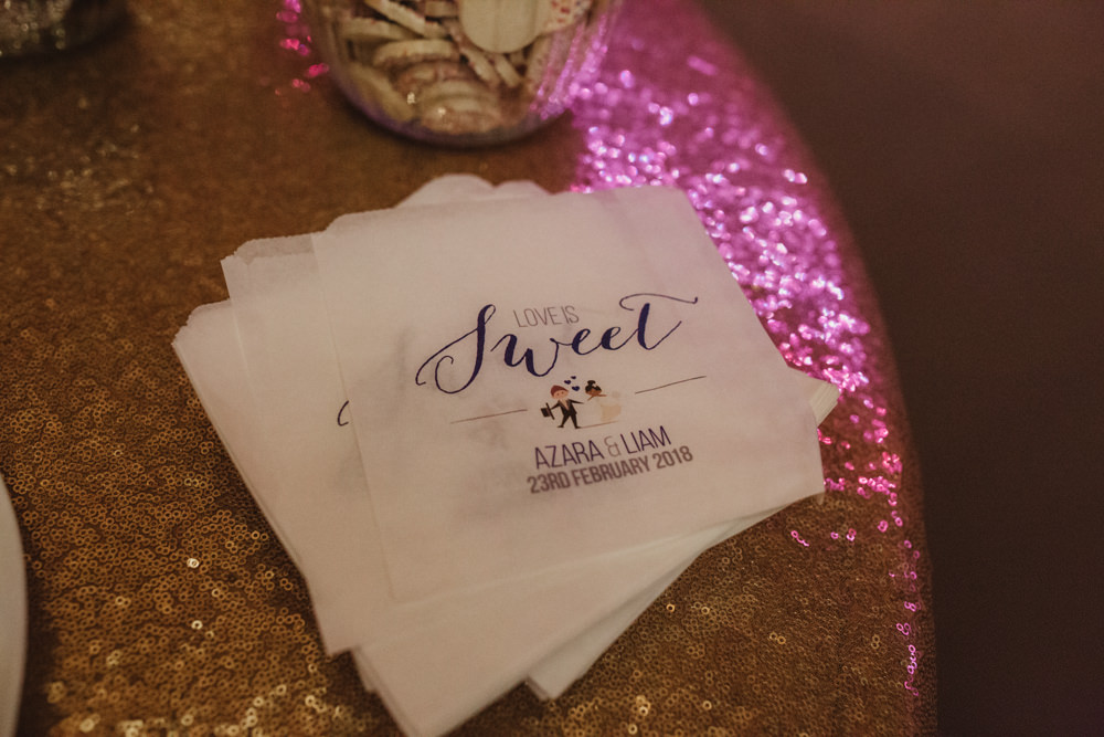 Love Is Sweet Bag Table Sequin Cloth Southwood Hall Wedding Emily Tyler Photography