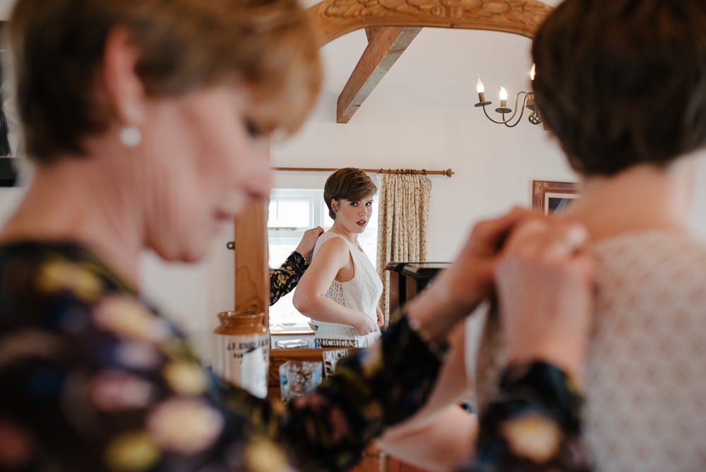 Outdoor Farm Field Marquee Bride Ready Morning Mother Button Jesus Peiro | Rustic and Relaxed Spring Tipi Wedding Inbetween Days Photography