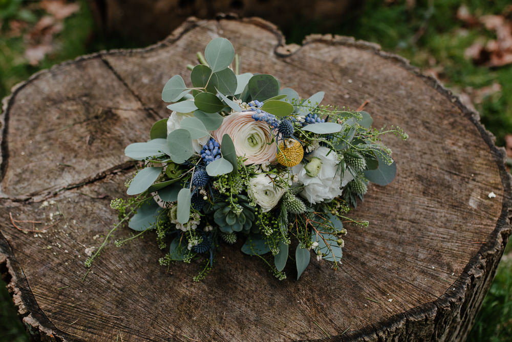 Outdoor Farm Field Marquee Bridal Flowers Modern Green Blue Yellow Bouquet | Rustic and Relaxed Spring Tipi Wedding Inbetween Days Photography