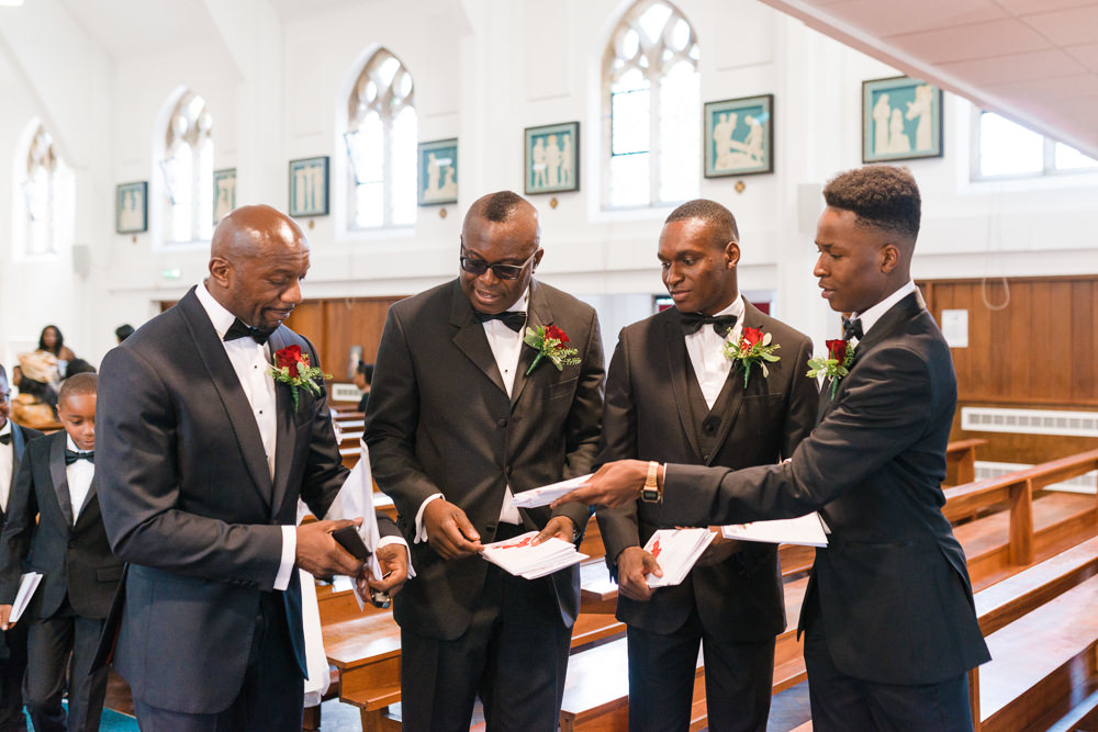 Hugo Boss Groom Tuxedo Groomsmen Stoke Place Wedding Hannah McClune Photography