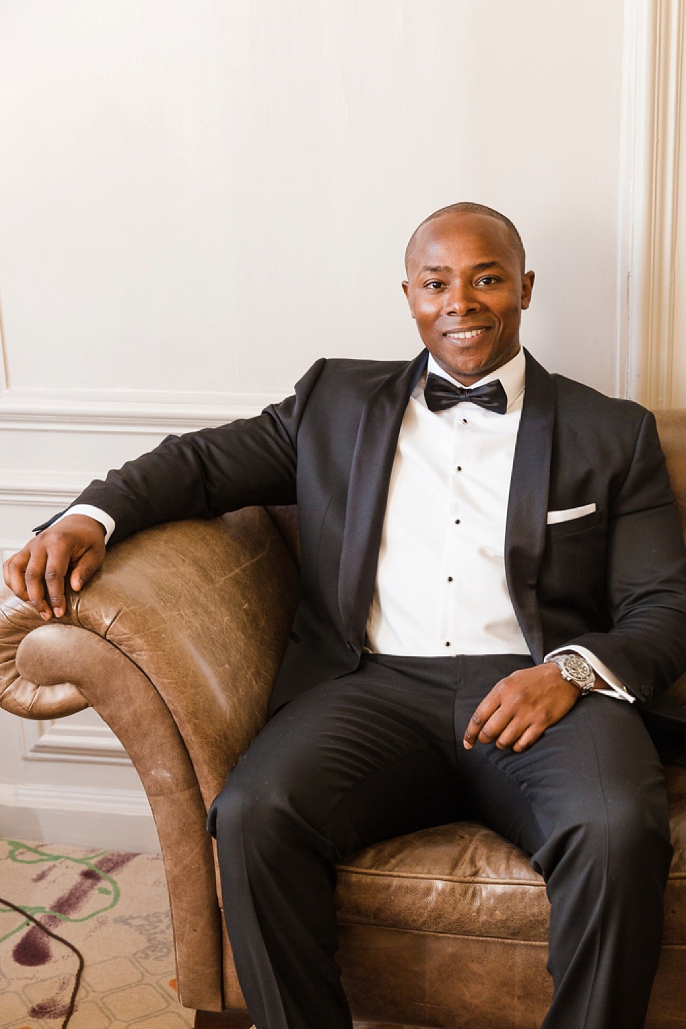 Hugo Boss Tuxedo Groom Stoke Place Wedding Hannah McClune Photography