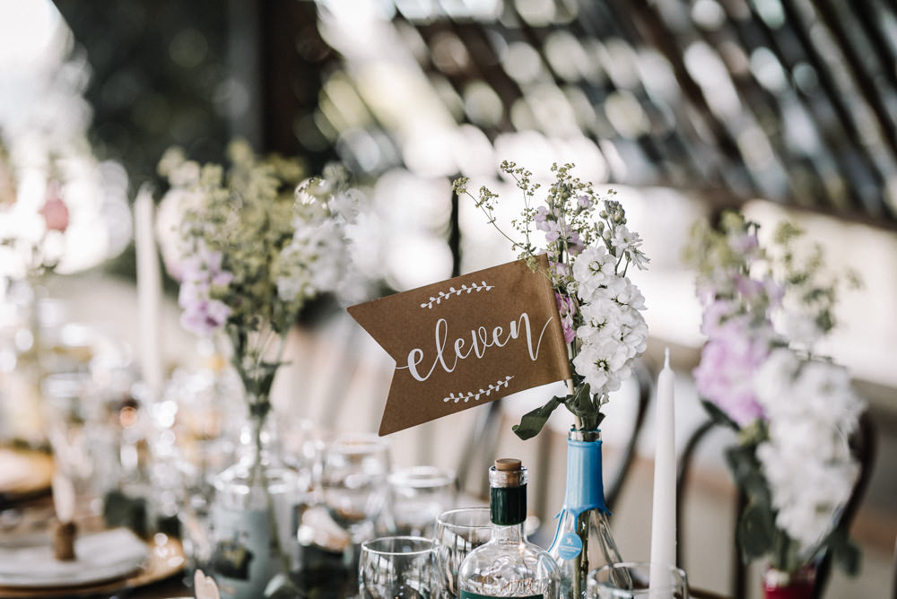 Flag Banner Paper Table Name Number Stone Barn Wedding Oobaloos Photography