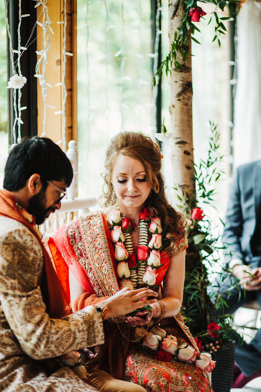 Styal Lodge Multicultural English Orange Pink Mandap Ceremony Traditional Ritual Aisle Bride Groom | Modern and Colorful Indian Wedding Emilie May Photography