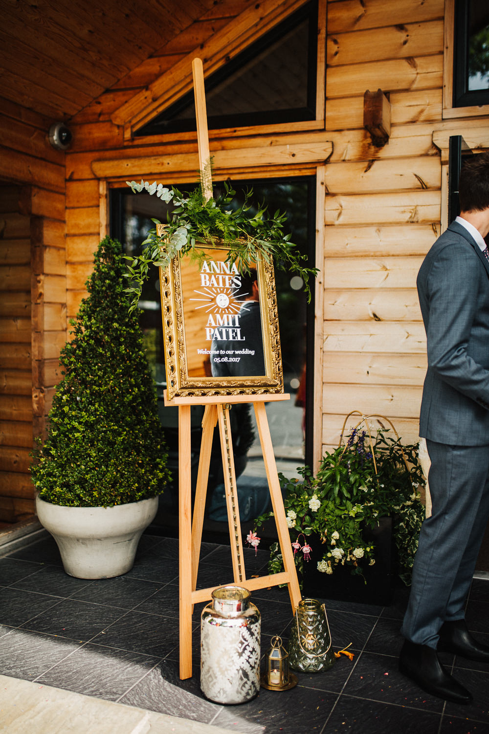 Styal Lodge Multicultural English Ceremony Gold Easel Frame Sign | Modern and Colorful Indian Wedding Emilie May Photography