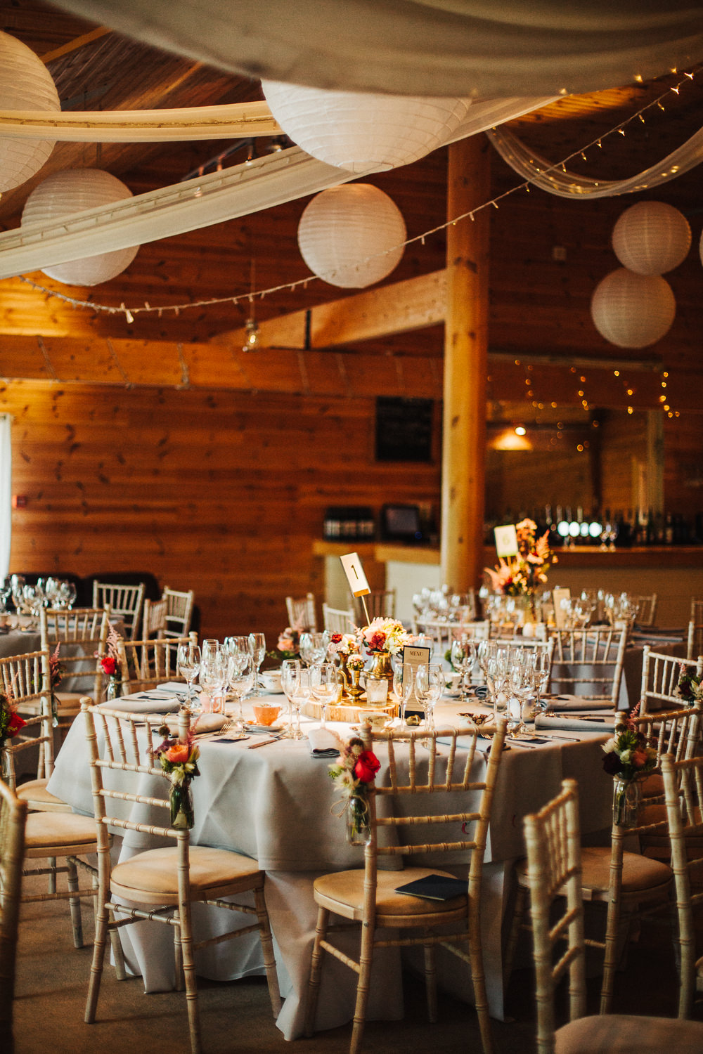 Styal Lodge Multicultural English Orange Pink Table Decor Gold Brass Vases Paper Lanterns Floral Chairs | Modern and Colorful Indian Wedding Emilie May Photography
