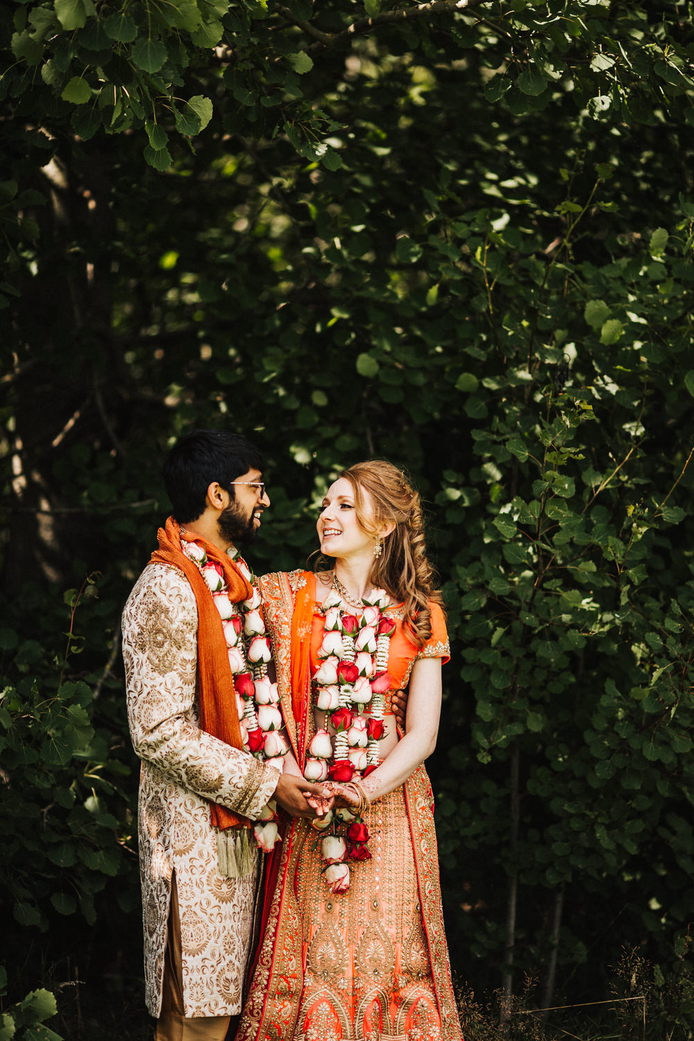 Styal Lodge Multicultural English Pink Orange Traditional Outfits Bride Groom Forest Field | Modern and Colorful Indian Wedding Emilie May Photography
