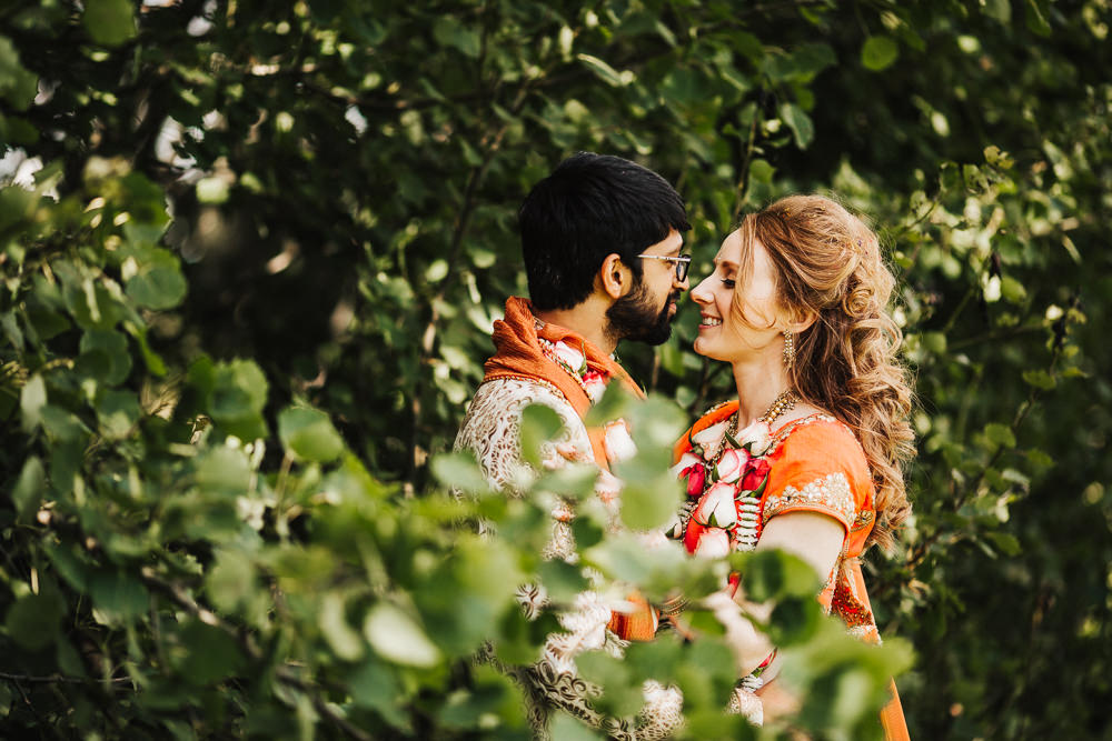 Styal Lodge Multicultural English Pink Orange Traditional Outfits Bride Groom Forest Field | Modern and Colorful Indian Wedding Emilie May Photography