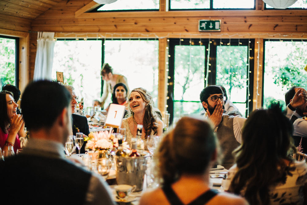 Styal Lodge Multicultural English Bride Groom Speeches Wooden Barn | Modern and Colorful Indian Wedding Emilie May Photography