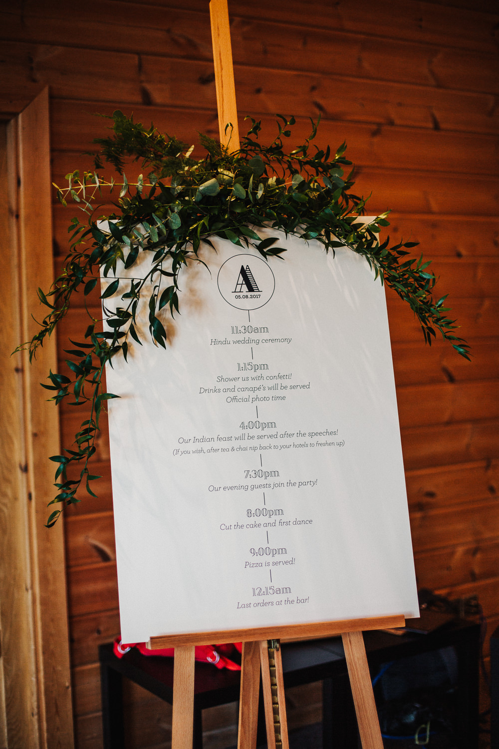 Styal Lodge Multicultural English Order of The Day Monochrome Greenery | Modern and Colorful Indian Wedding Emilie May Photography