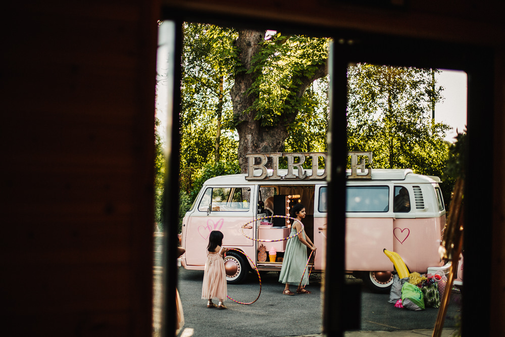 Styal Lodge Multicultural English Pink Campervan Photobooth Hula Hoops | Modern and Colorful Indian Wedding Emilie May Photography