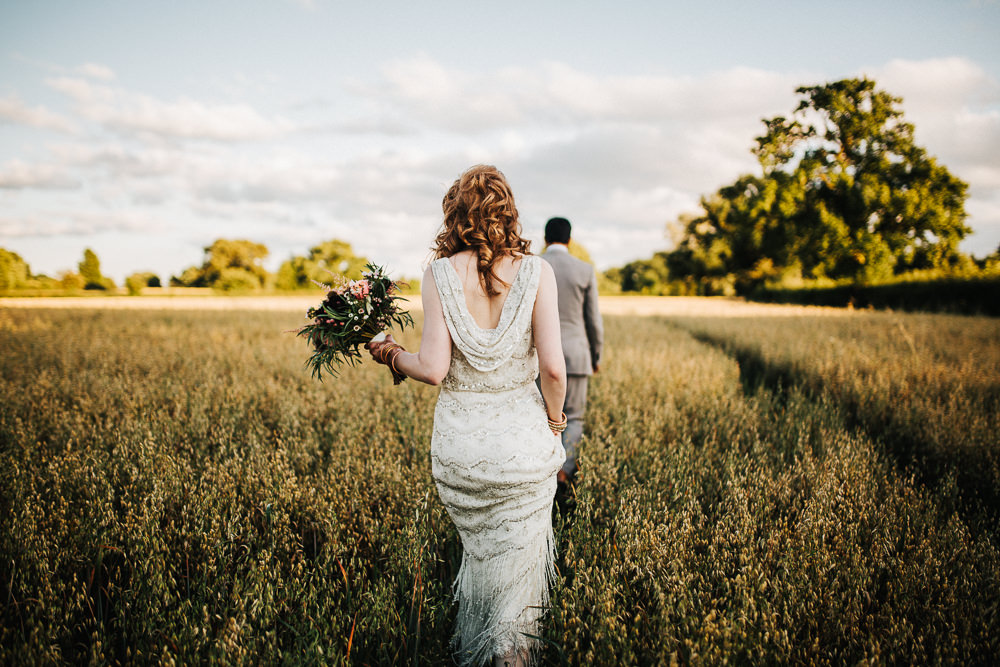 Styal Lodge Multicultural English Bride Groom Sunset Field Outdoors Portraits | Modern and Colorful Indian Wedding Emilie May Photography