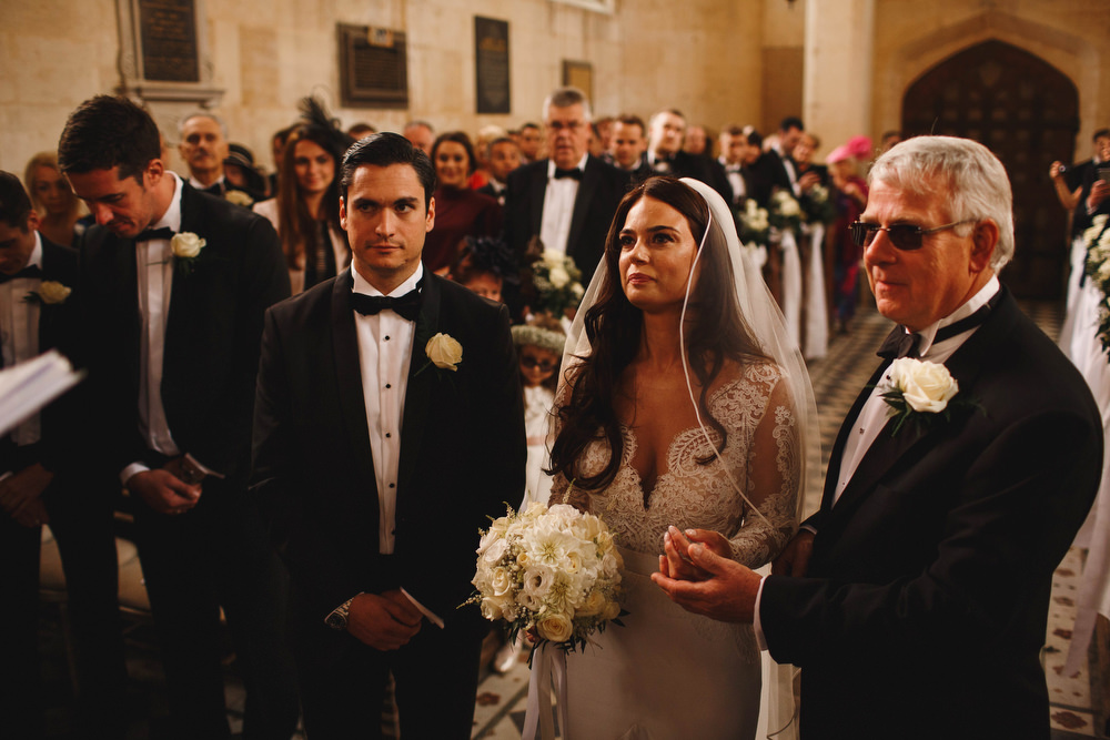 Cotswolds Royal Castle Summer Autumn Traditional Classic Elegant Father Bride Groom Ceremony Long Sleeve Lace White Bouquet | Sudeley Castle Wedding ARJ Photography