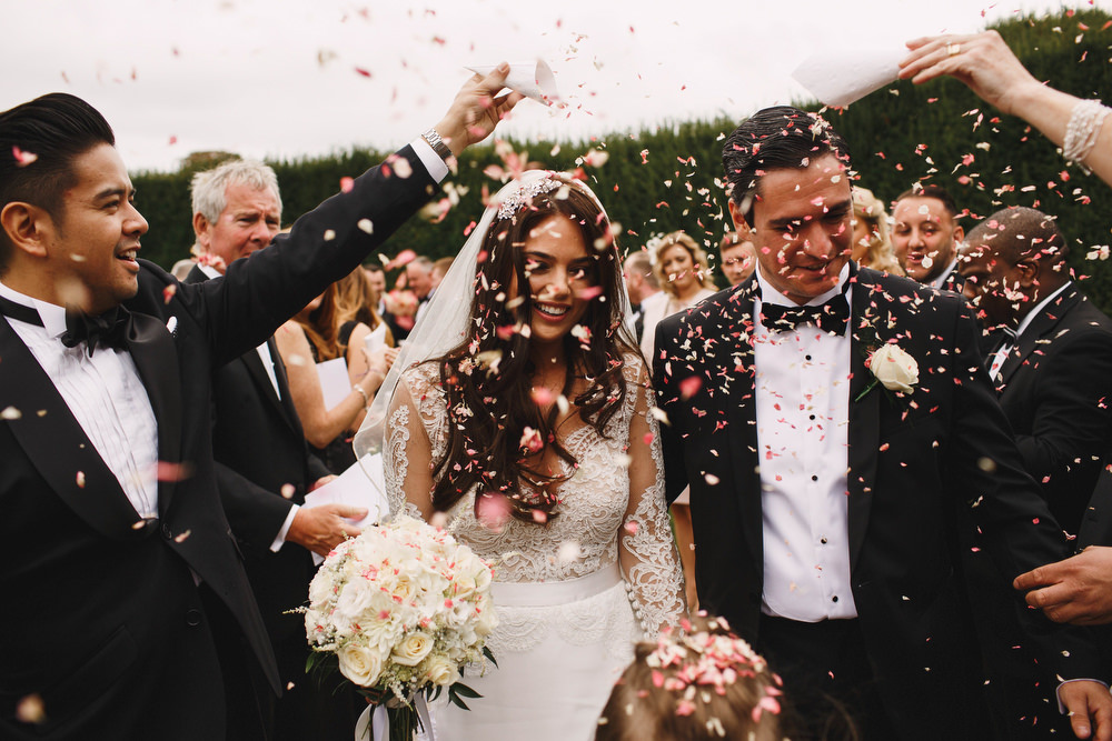 Cotswolds Royal Castle Summer Autumn Traditional Classic Elegant Groom Bride Ceremony Church Confetti Shot | Sudeley Castle Wedding ARJ Photography