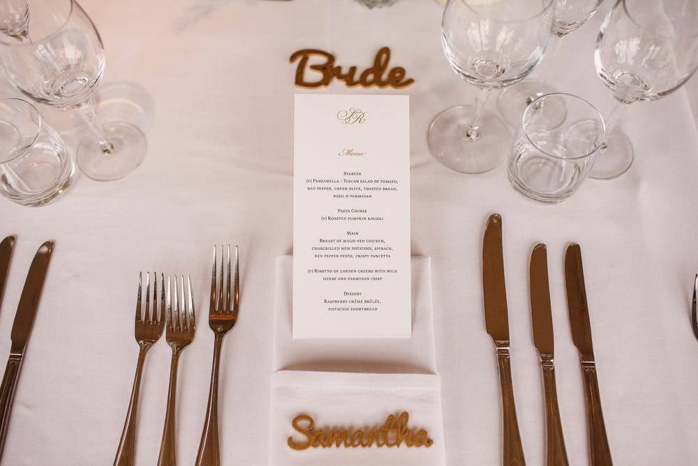 Cotswolds Royal Castle Summer Autumn Traditional Classic Elegant Simple White Decor Laser Cut Place Card | Sudeley Castle Wedding ARJ Photography