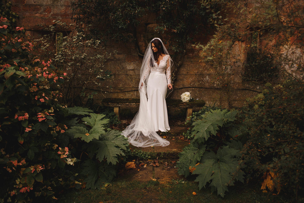 Cotswolds Royal Castle Summer Autumn Traditional Classic Elegant Ivy Bride Portraits Long Sleeve Lace Suzanne Neville | Sudeley Castle Wedding ARJ Photography