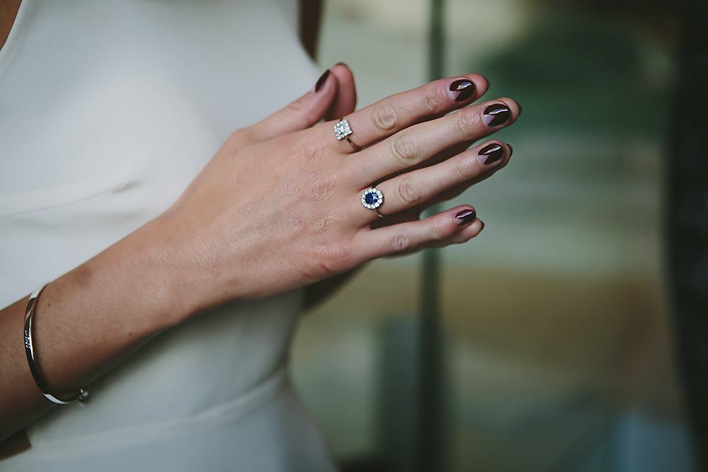 Manicure Nails Bride Bridal Sapphire Engagement Ring Town Hall Hotel London Wedding Victoria Somerset-How Photography