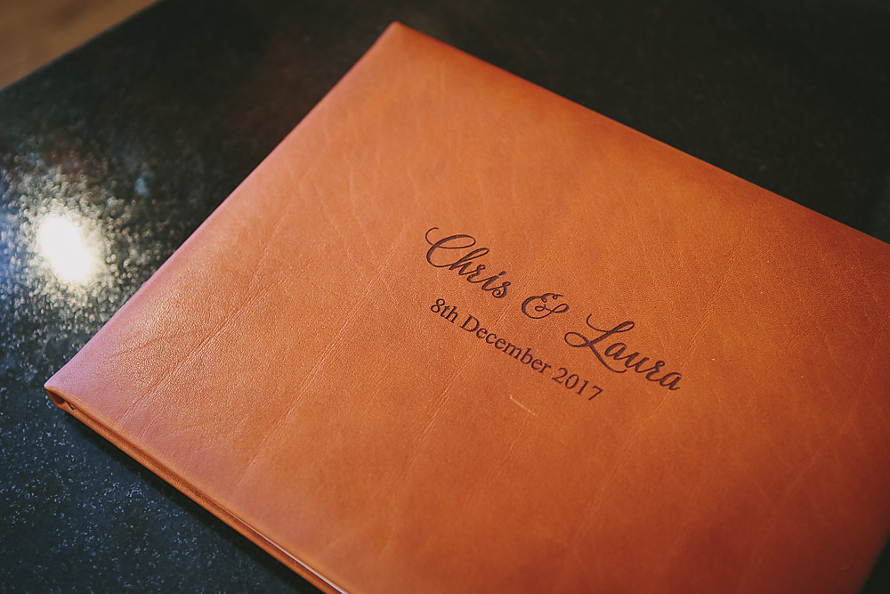 Leather Personalised Guest Book Town Hall Hotel London Wedding Victoria Somerset-How Photography