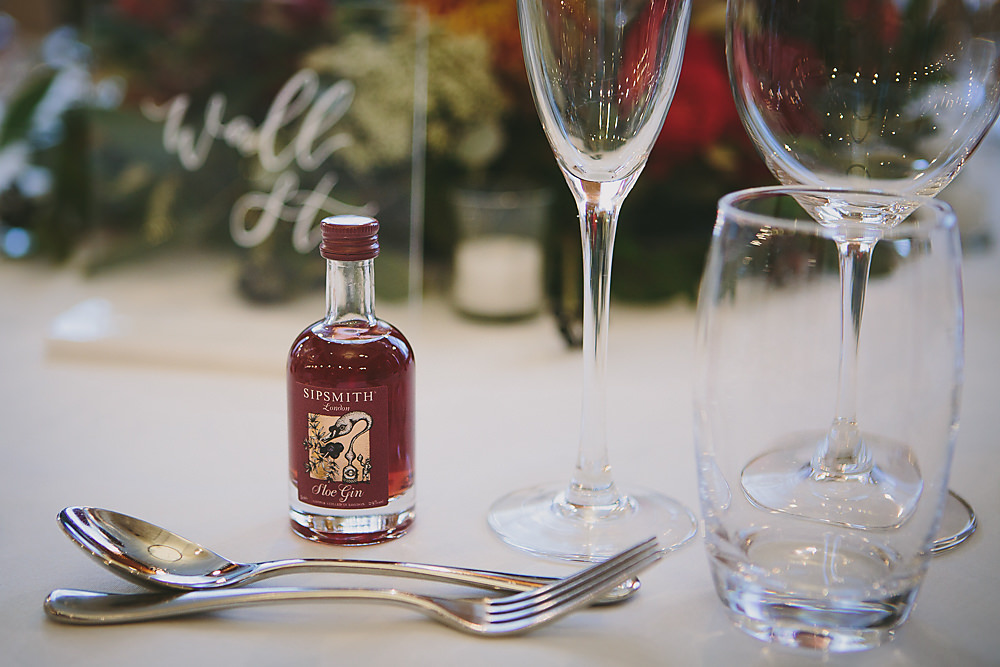 Sloe Gin Favour Mini Bottle Town Hall Hotel London Wedding Victoria Somerset-How Photography
