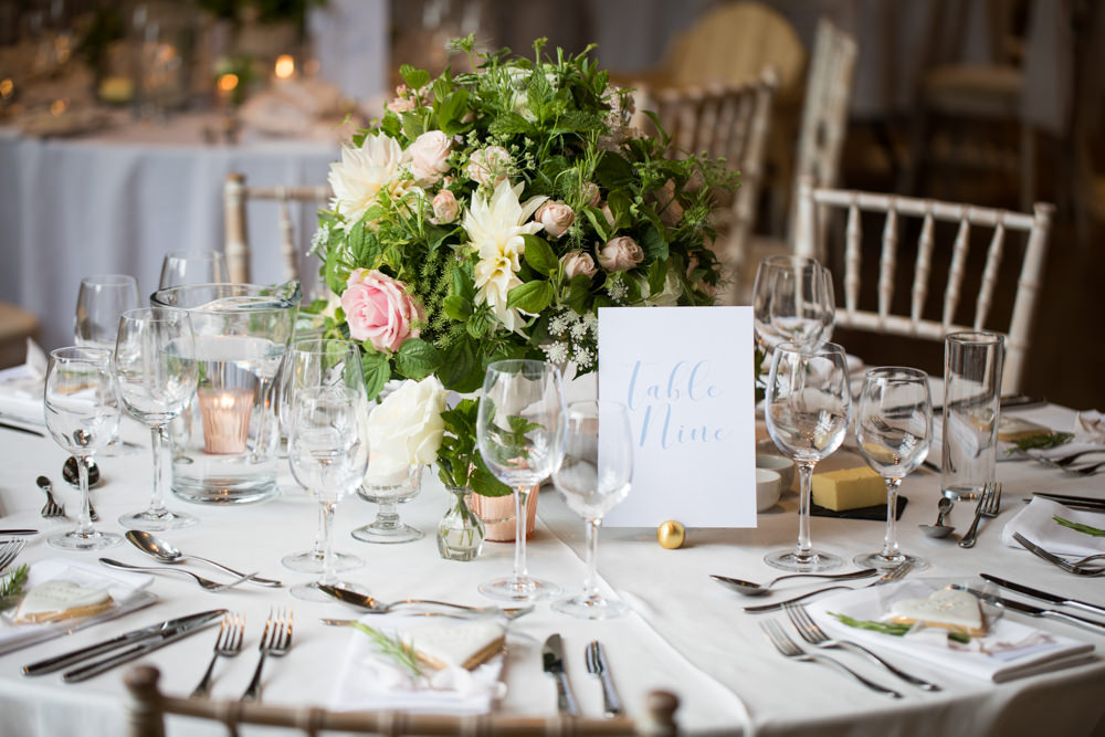 Table Number Blue Calligraphy Stationery Tythe Barn Priston Mill Wedding Eleanor Jane Photography