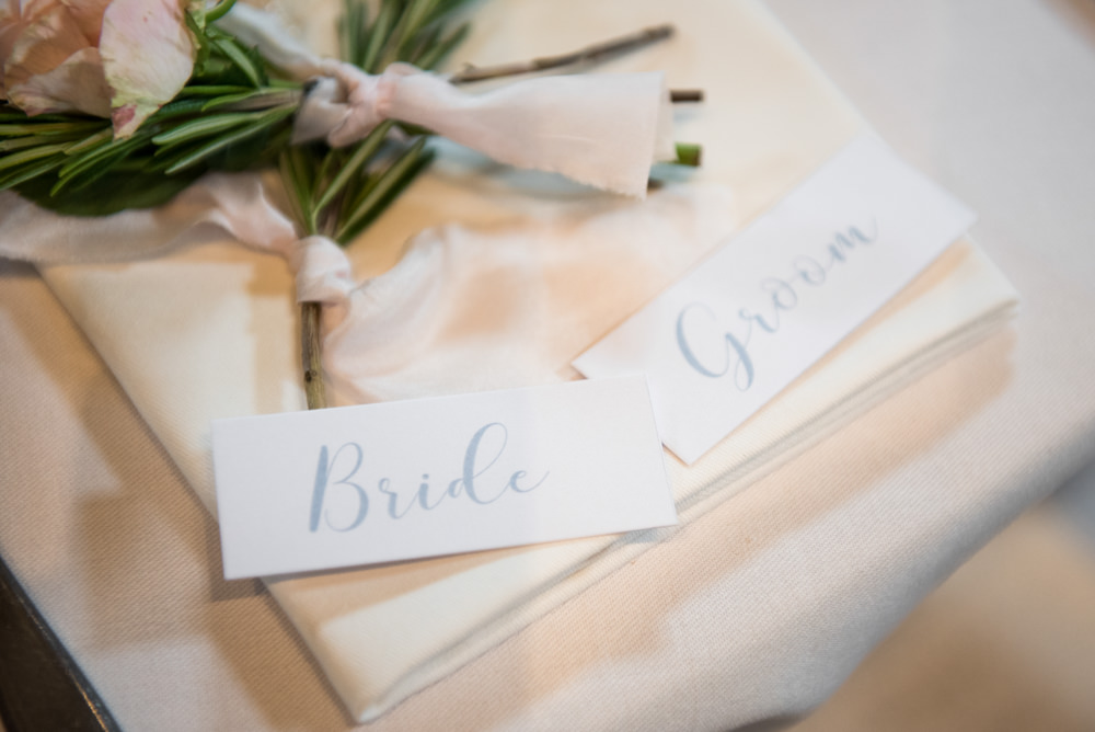 Blue Calligraphy Place Name Card Tythe Barn Priston Mill Wedding Eleanor Jane Photography