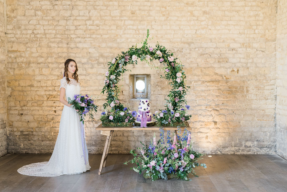 Backdrop Lilac Greenery Hoop Wreath Foliage Table Meadow Purple Ultra Violet Wedding Moon Gate Flower Arch Captured by Katrina Photography