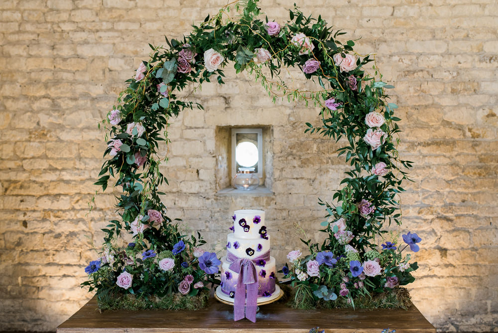 Backdrop Lilac Greenery Hoop Wreath Foliage Table Meadow Purple Cake Ultra Violet Wedding Moon Gate Flower Arch Captured by Katrina Photography