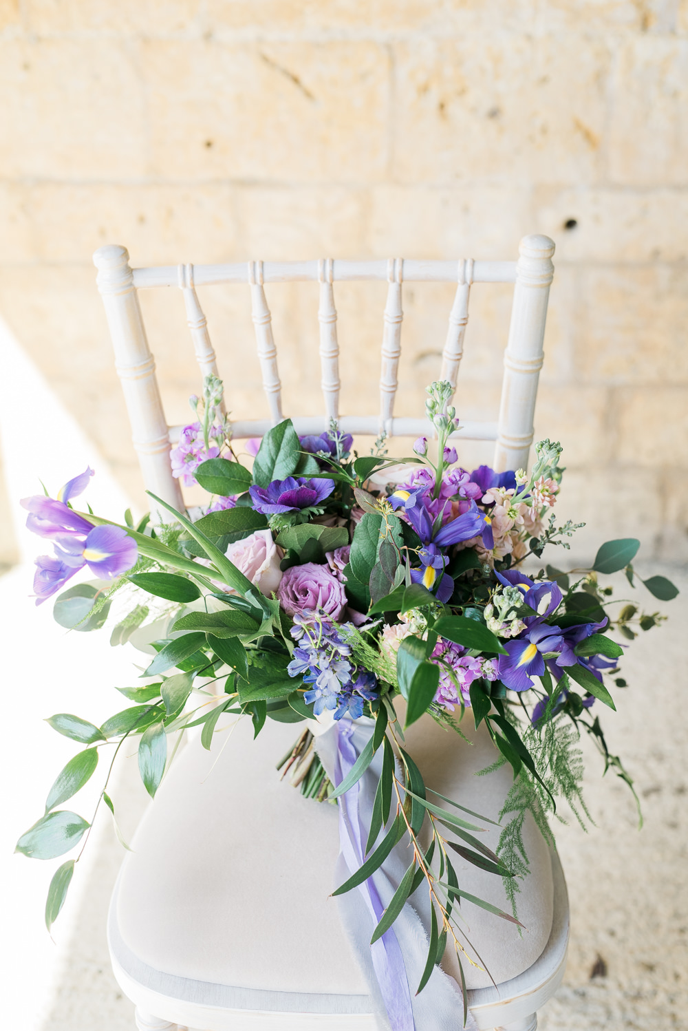 Bouquet Flowers Bride Bridal Purple Lilac Iris Rose Greenery Foliage Ultra Violet Wedding Moon Gate Flower Arch Captured by Katrina Photography