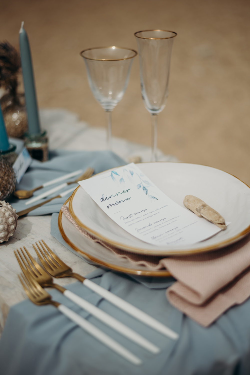Outdoor Wild Nature Destination Spain Europe Coastal Styled Shoot Beach Table Elegant Styling | Blue Ibiza Elopement Ideas and Surprise Proposal Serena Genovese Photography