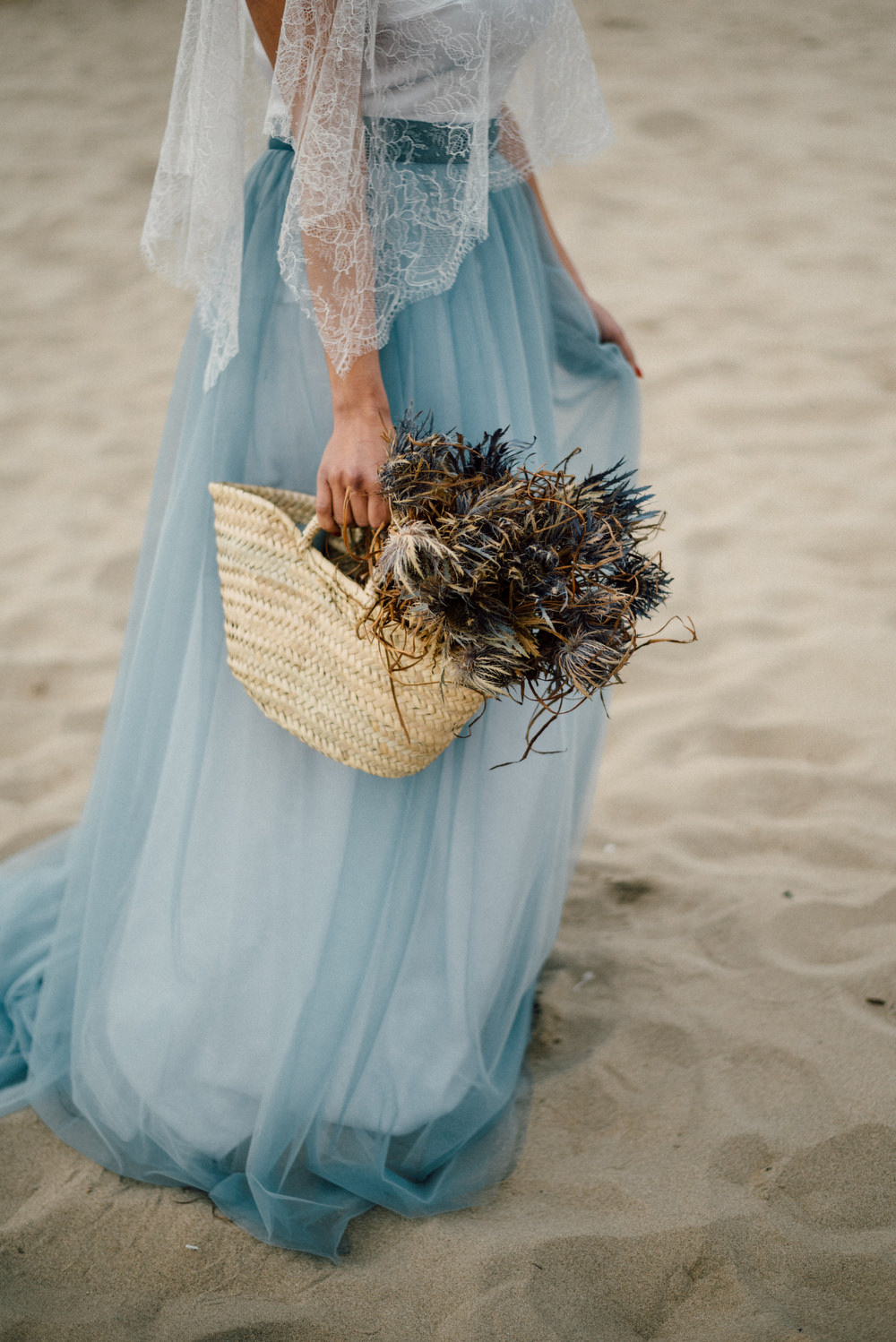 Outdoor Wild Nature Destination Spain Europe Coastal Styled Shoot Bride Blue Gown Lace Sea Holly | Blue Ibiza Elopement Ideas and Surprise Proposal Serena Genovese Photography