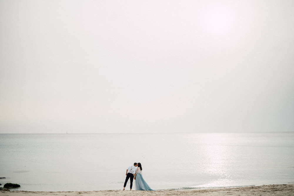 Outdoor Wild Nature Destination Spain Europe Beach Styled Shoot Groom Braces Bride Blue Gown Lace | Blue Ibiza Elopement Ideas and Surprise Proposal Serena Genovese Photography