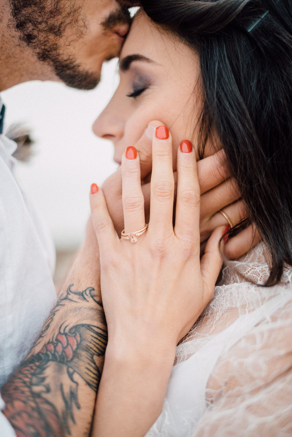 Outdoor Wild Nature Destination Spain Europe Beach Styled Shoot Groom Braces Bride Blue Gown Lace | Blue Ibiza Elopement Ideas and Surprise Proposal Serena Genovese Photography