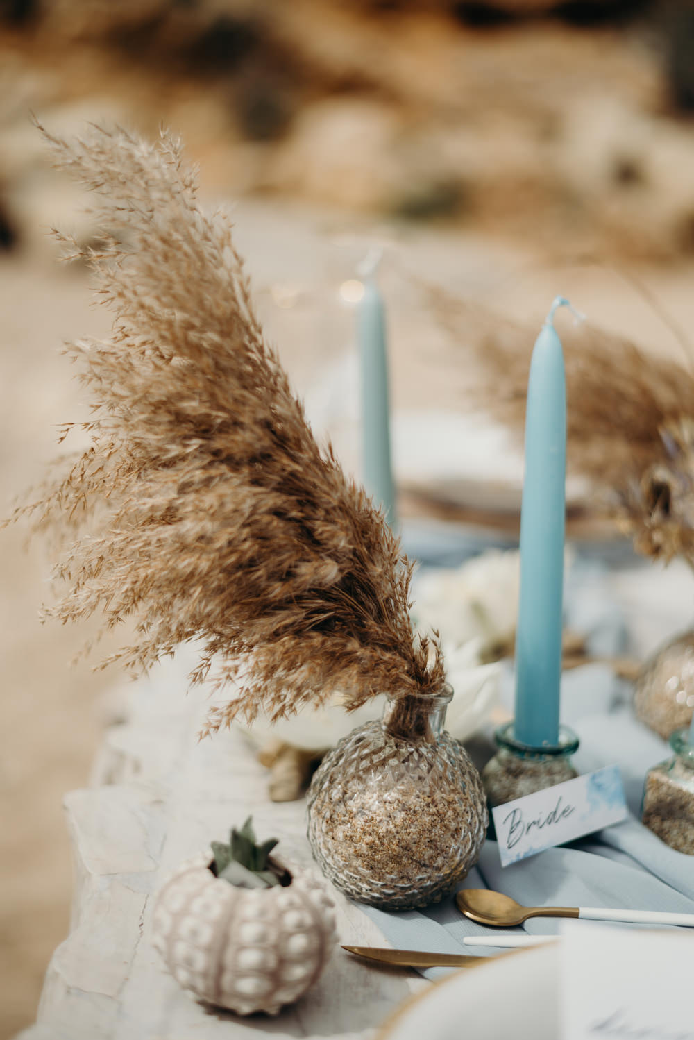 Outdoor Wild Nature Destination Spain Europe Coastal Styled Shoot Beach Table Elegant Styling | Blue Ibiza Elopement Ideas and Surprise Proposal Serena Genovese Photography