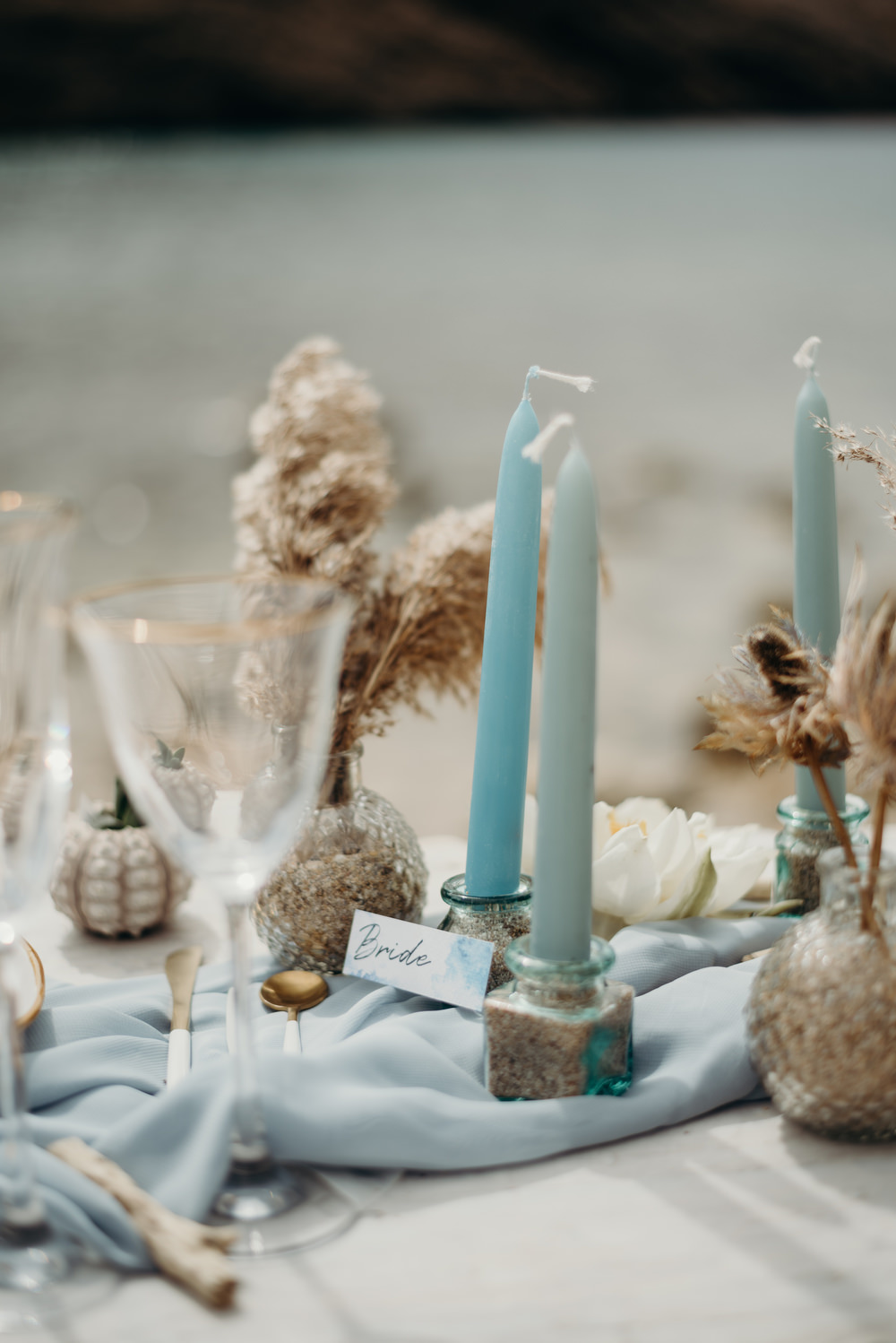 Outdoor Wild Nature Destination Spain Europe Coastal Styled Shoot Beach Table Elegant Styling | Blue Ibiza Elopement Ideas and Surprise Proposal Serena Genovese Photography