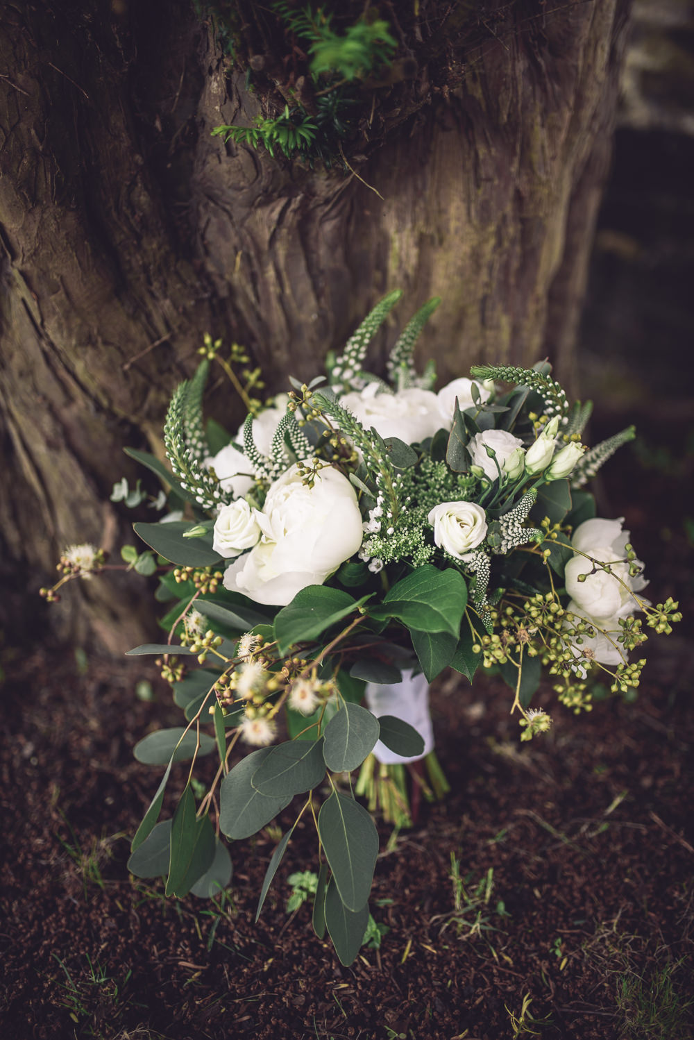 Bouquet Flowers Greenery Foliage Cream Peony Peonies Bride Bridal Rose Botanical Country Wedding Jenna Woodward Photography