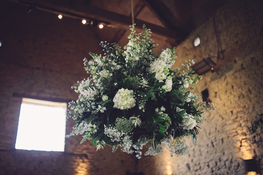Flowers Greenery Foliage Cream Hanging Suspended Ceremony Decor Botanical Country Wedding Jenna Woodward Photography