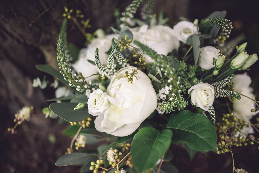 Bouquet Flowers Greenery Foliage Cream Peony Peonies Bride Bridal Rose Botanical Country Wedding Jenna Woodward Photography