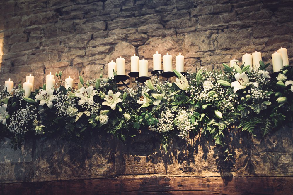 Flowers Greenery Foliage Cream Peony Peonies Rose Candles Decor Botanical Country Wedding Jenna Woodward Photography