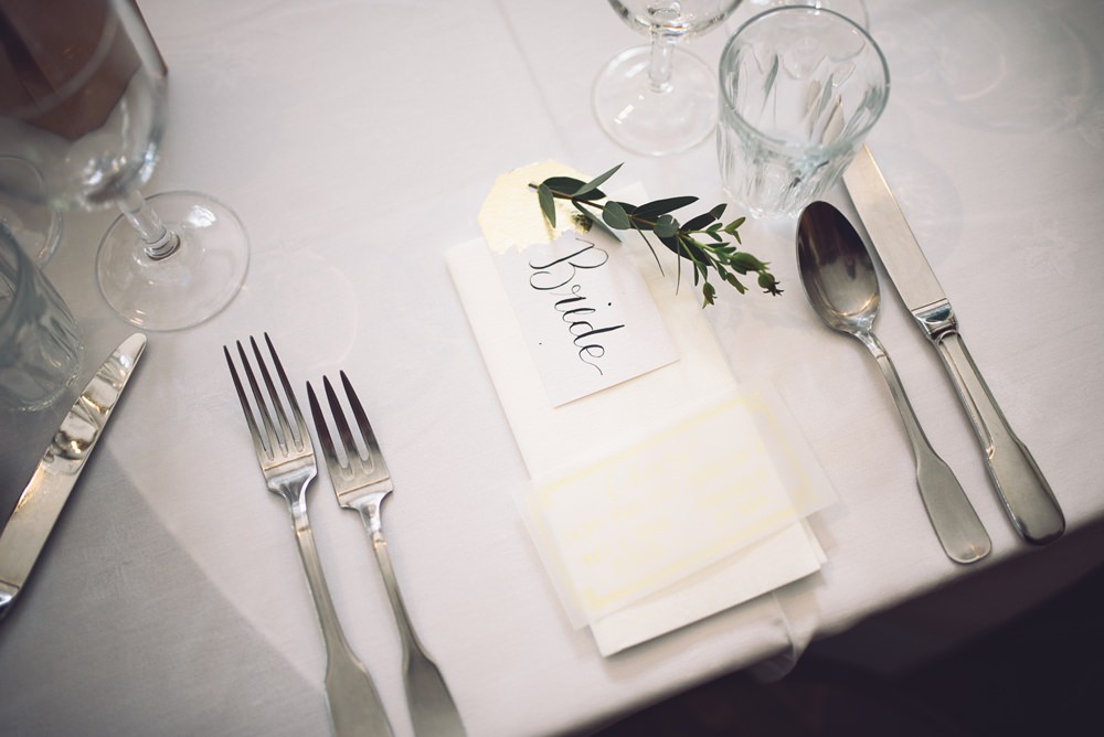 Calligraphy Place Name Setting Botanical Country Wedding Jenna Woodward Photography