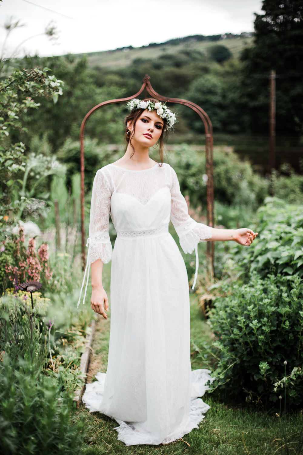 Bride Bridal Dress Gown Sleeves Belt Train Colourful Bohemian Floral Wedding Ideas Anna Beth Photography