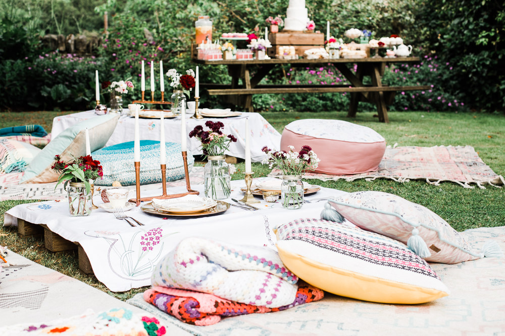 Seating Area Floor Cushions Colourful Bohemian Floral Wedding Ideas Anna Beth Photography