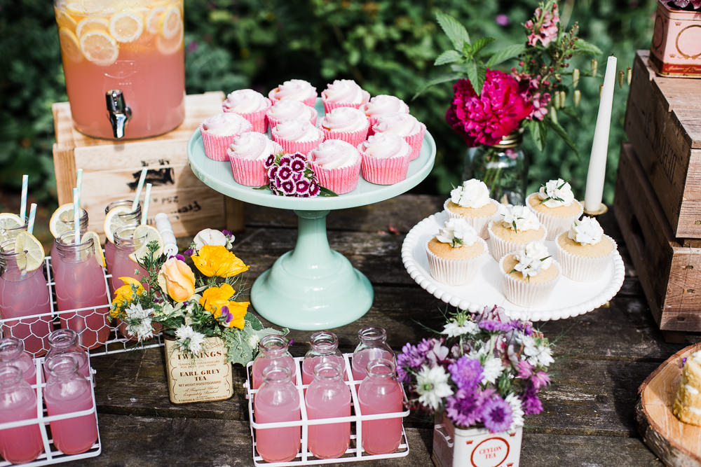 Cake Dessert Treats Cupcakes Drinks Table Station Stand Colourful Bohemian Floral Wedding Ideas Anna Beth Photography