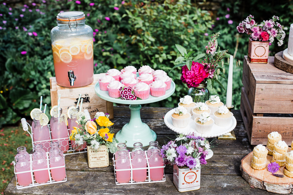 Cake Dessert Treats Cupcakes Drinks Table Station Stand Colourful Bohemian Floral Wedding Ideas Anna Beth Photography