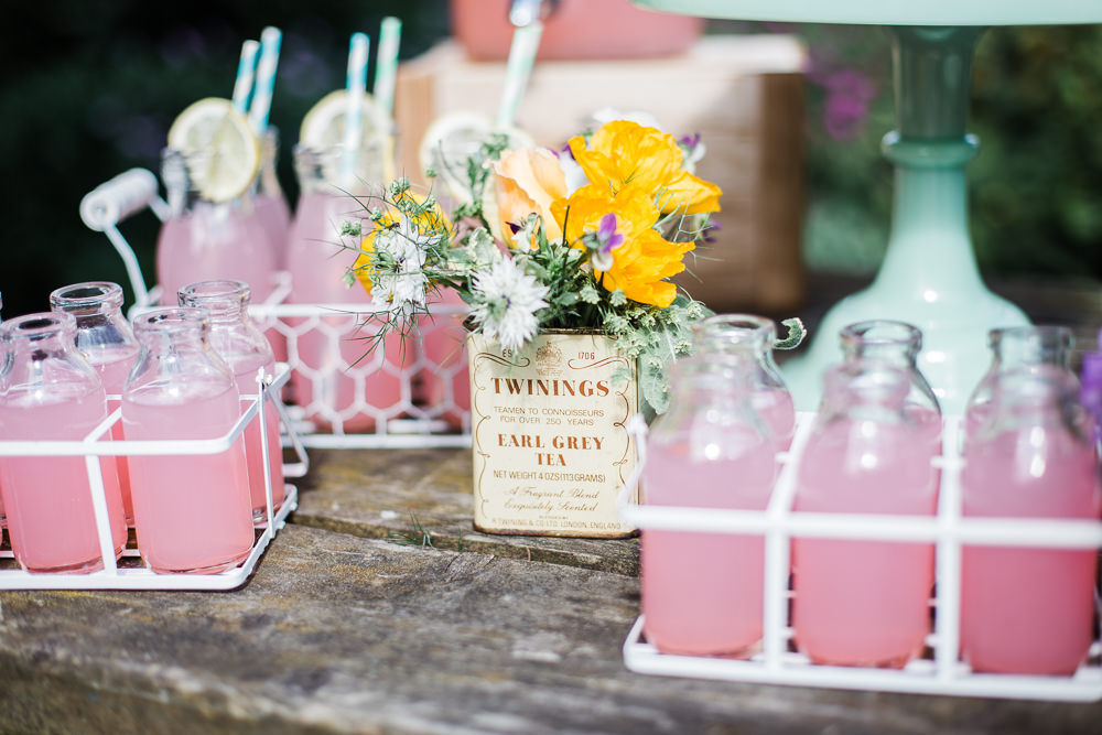 Pink Milk Bottle Drinks Straws Colourful Bohemian Floral Wedding Ideas Anna Beth Photography