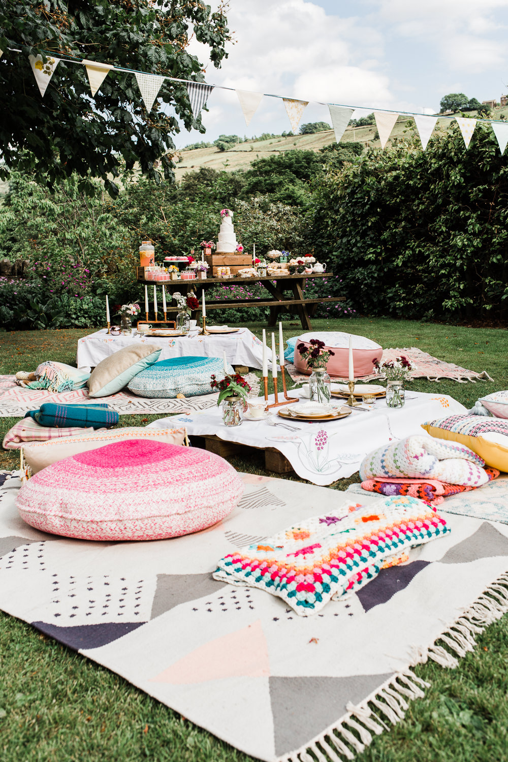 Seating Area Floor Cushions Colourful Bohemian Floral Wedding Ideas Anna Beth Photography