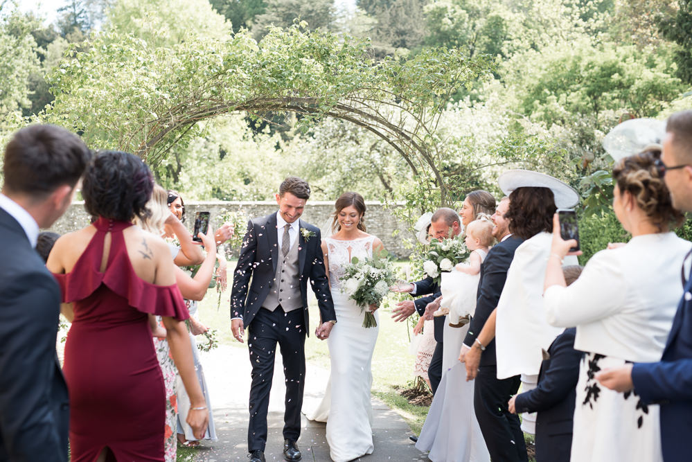 Bride Bridal Embellished Sequin Boat Neck Sleeveless Veil Bouquet Greenery White Reiss Waistcoat Groom Navy Confetti Elegant Chic Modern Wedding Kayleigh Pope Photography