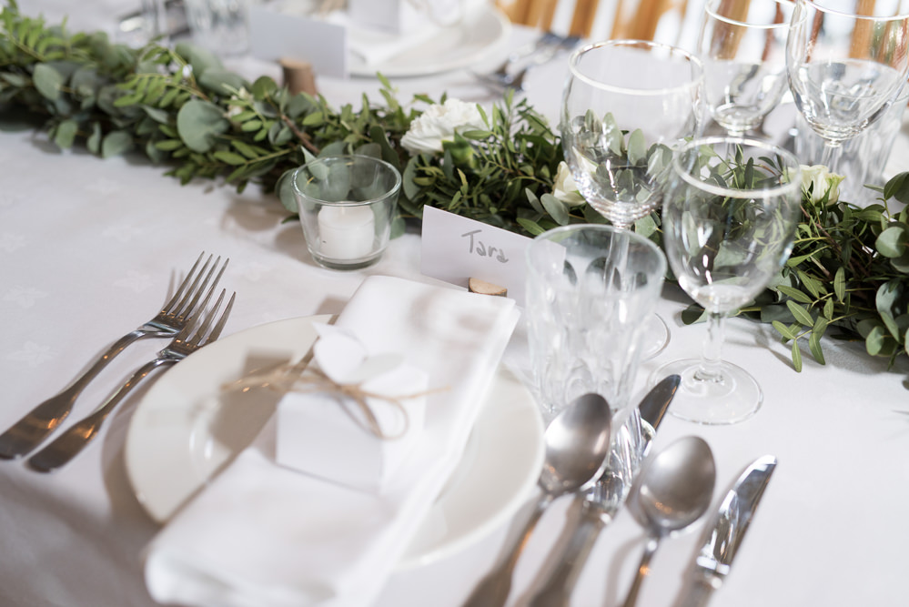 Table Greenery Runner Favours Box White Elegant Chic Modern Wedding Kayleigh Pope Photography